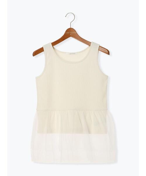 Lugnoncure（ルノンキュール）の「チュールドッキングノースリーブトップス（タンクトップ・レディース・オフホワイト/ブラック・F）」の7枚目の写真