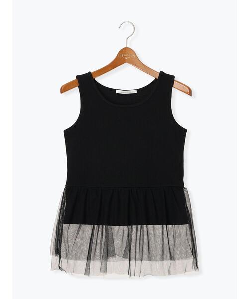 Lugnoncure（ルノンキュール）の「チュールドッキングノースリーブトップス（タンクトップ・レディース・オフホワイト/ブラック・F）」の8枚目の写真