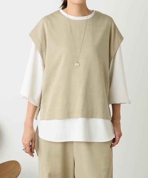 BEARDSLEY(ビアズリー)の「《完売カラー追加検討中》ショートベスト(シャツ/ブラウス・レディース・インディゴブルー/ライトグレー/ベージュ/ブラック・0/1)」の3枚目の写真