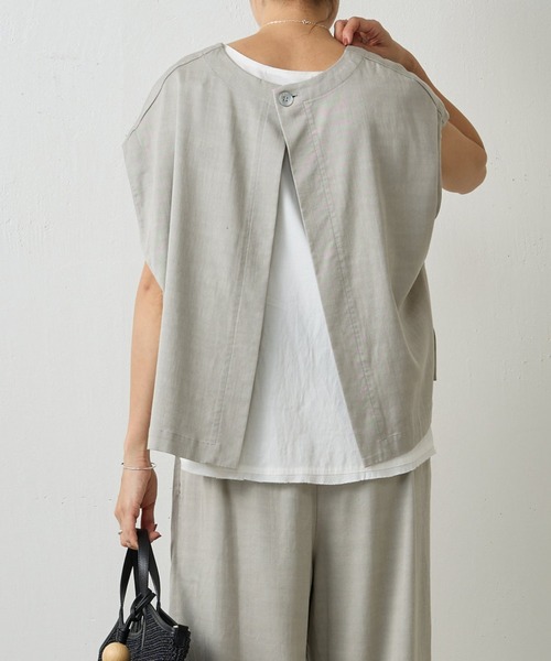 BEARDSLEY(ビアズリー)の「《完売カラー追加検討中》ショートベスト(シャツ/ブラウス・レディース・インディゴブルー/ライトグレー/ベージュ/ブラック・0/1)」の6枚目の写真