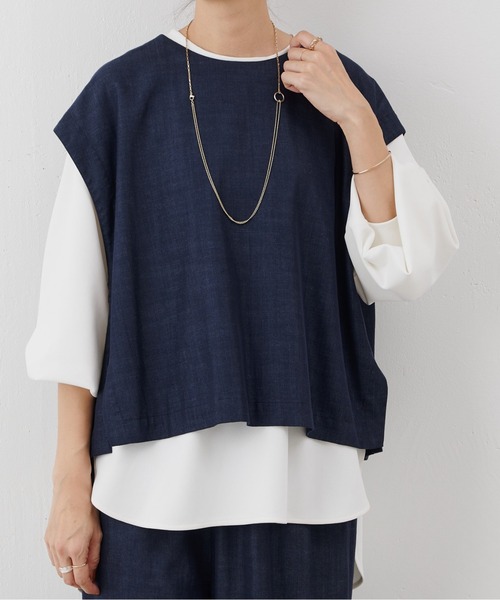 BEARDSLEY(ビアズリー)の「《完売カラー追加検討中》ショートベスト(シャツ/ブラウス・レディース・インディゴブルー/ライトグレー/ベージュ/ブラック・0/1)」の5枚目の写真