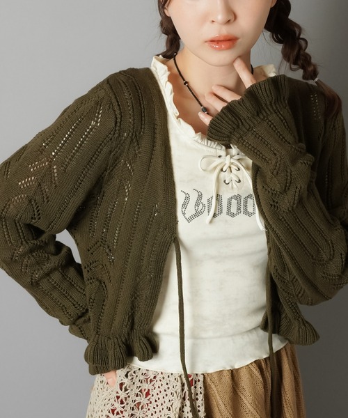 SPINNS(スピンズ)の「ガーリー×レトロの新定番☆クロシェ編みカーディガン(カーディガン/ボレロ・レディース・アイボリー/カーキ/ブラウン/ベージュ/レッド・ONESIZE)」の22枚目の写真