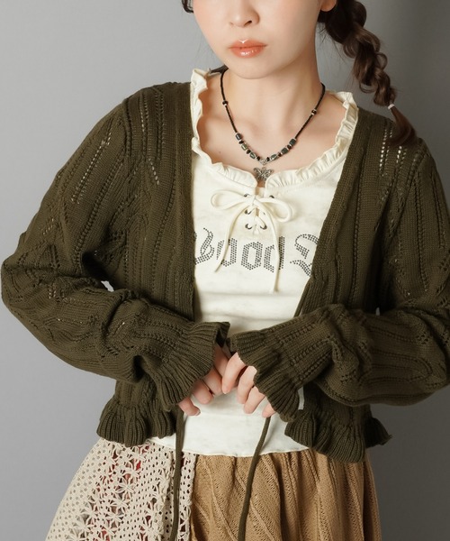 SPINNS(スピンズ)の「人気すぎて今年も再入荷☆クロシェ編みカーディガン(カーディガン/ボレロ・レディース・アイボリー/カーキ/ブラウン/ベージュ/レッド・ONESIZE)」の21枚目の写真