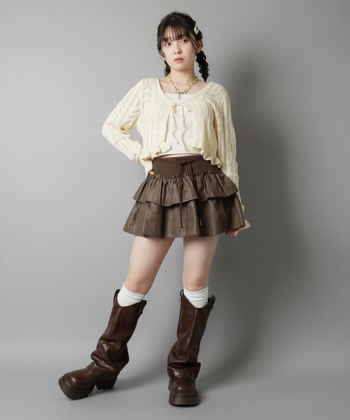 SPINNS(スピンズ)の「ガーリー×レトロの新定番☆クロシェ編みカーディガン(カーディガン/ボレロ・レディース・アイボリー/カーキ/ブラウン/ベージュ/レッド・ONESIZE)」の14枚目の写真