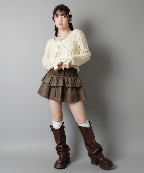 SPINNS(スピンズ)の「ガーリー×レトロの新定番☆クロシェ編みカーディガン(カーディガン/ボレロ・レディース・アイボリー/カーキ/ブラウン/ベージュ/レッド・ONESIZE)」の15枚目の写真