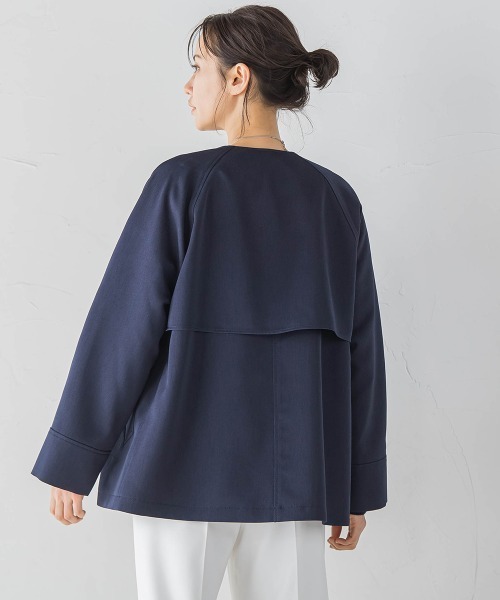 LAUTREAMONT(ロートレアモン)の「防シワノーカラージャケット≪洗濯機で洗える≫(ノーカラージャケット・レディース・ネイビー/ベージュ・9号/11号)」の13枚目の写真