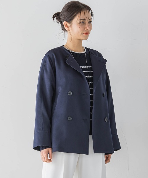 LAUTREAMONT(ロートレアモン)の「防シワノーカラージャケット≪洗濯機で洗える≫(ノーカラージャケット・レディース・ネイビー/ベージュ・9号/11号)」の12枚目の写真
