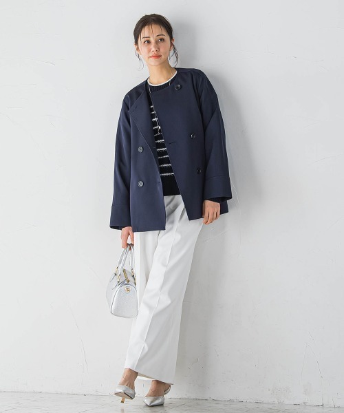 LAUTREAMONT(ロートレアモン)の「防シワノーカラージャケット≪洗濯機で洗える≫(ノーカラージャケット・レディース・ネイビー/ベージュ・9号/11号)」の15枚目の写真