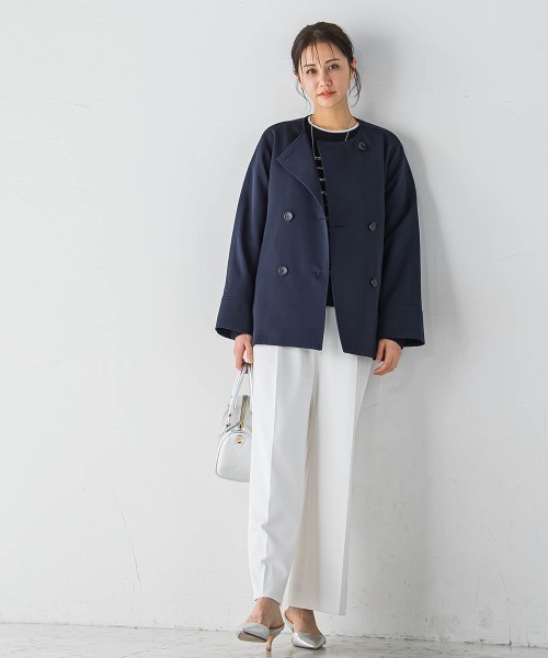 LAUTREAMONT(ロートレアモン)の「防シワノーカラージャケット≪洗濯機で洗える≫(ノーカラージャケット・レディース・ネイビー/ベージュ・9号/11号)」の16枚目の写真