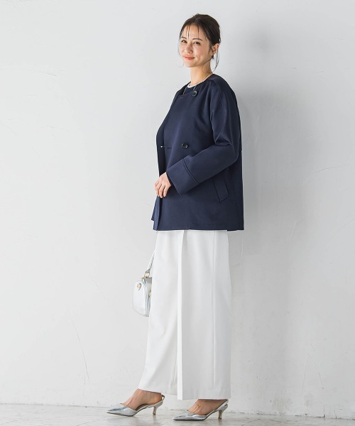 LAUTREAMONT(ロートレアモン)の「防シワノーカラージャケット≪洗濯機で洗える≫(ノーカラージャケット・レディース・ネイビー/ベージュ・9号/11号)」の17枚目の写真