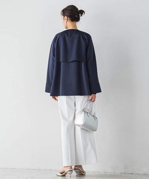 LAUTREAMONT(ロートレアモン)の「防シワノーカラージャケット≪洗濯機で洗える≫(ノーカラージャケット・レディース・ネイビー/ベージュ・9号/11号)」の18枚目の写真