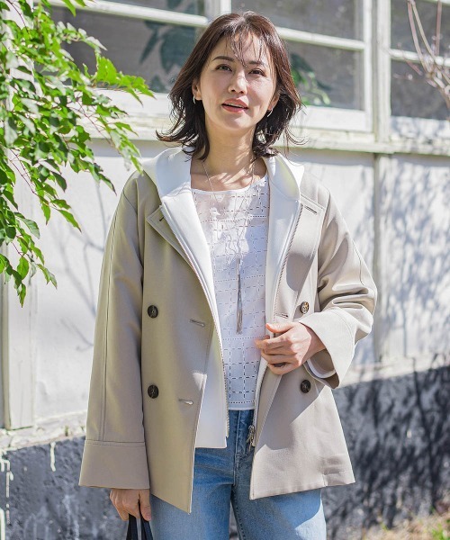 LAUTREAMONT(ロートレアモン)の「防シワノーカラージャケット≪洗濯機で洗える≫(ノーカラージャケット・レディース・ネイビー/ベージュ・9号/11号)」の4枚目の写真