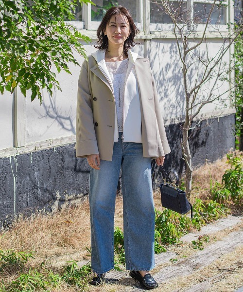 LAUTREAMONT(ロートレアモン)の「防シワノーカラージャケット≪洗濯機で洗える≫(ノーカラージャケット・レディース・ネイビー/ベージュ・9号/11号)」の9枚目の写真