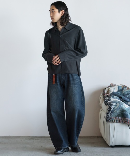 WYM LIDNM(ウィム バイ リドム)の「RAYON JACQUARD CROPPED SHIRT(シャツ/ブラウス・メンズ・ダークグリーン/ライトグレー/ダークブラウン/チャコール・S/L/M)」の6枚目の写真