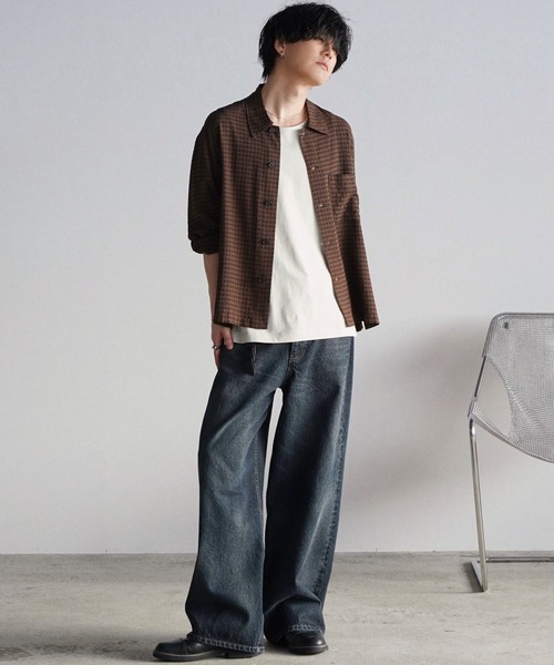 WYM LIDNM（ウィム バイ リドム）の「RAYON JACQUARD CROPPED SHIRT