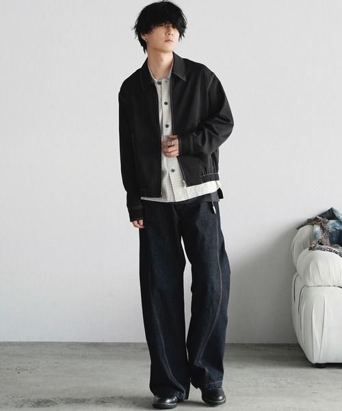 WYM LIDNM（ウィム バイ リドム）の「RAYON JACQUARD CROPPED SHIRT