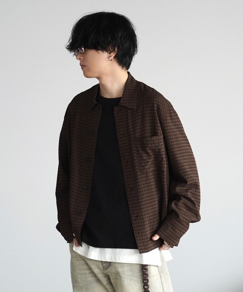 WYM LIDNM(ウィム バイ リドム)の「RAYON JACQUARD CROPPED SHIRT(シャツ/ブラウス・メンズ・ダークグリーン/ライトグレー/ダークブラウン/チャコール・S/L/M)」の17枚目の写真