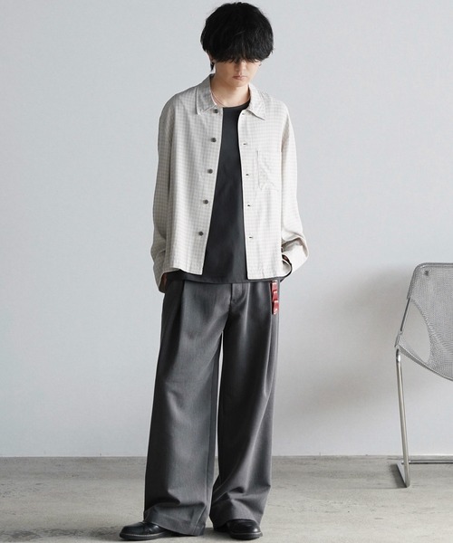 WYM LIDNM(ウィム バイ リドム)の「RAYON JACQUARD CROPPED SHIRT(シャツ/ブラウス・メンズ・ダークグリーン/ライトグレー/ダークブラウン/チャコール・S/L/M)」の15枚目の写真