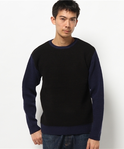 CIAOPANIC TYPY(チャオパニックティピー)の「オブレクトバイカラーニット(ニット/セーター・メンズ・ネイビー/ホワイト/ブラック・MEDIUM/LARGE)」の1枚目の写真