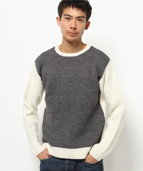 CIAOPANIC TYPY(チャオパニックティピー)の「オブレクトバイカラーニット(ニット/セーター・メンズ・ネイビー/ホワイト/ブラック・MEDIUM/LARGE)」の2枚目の写真