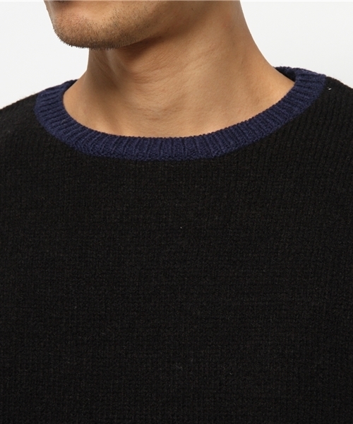 CIAOPANIC TYPY(チャオパニックティピー)の「オブレクトバイカラーニット(ニット/セーター・メンズ・ネイビー/ホワイト/ブラック・MEDIUM/LARGE)」の6枚目の写真