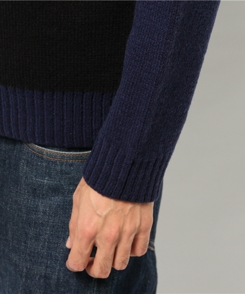 CIAOPANIC TYPY(チャオパニックティピー)の「オブレクトバイカラーニット(ニット/セーター・メンズ・ネイビー/ホワイト/ブラック・MEDIUM/LARGE)」の7枚目の写真