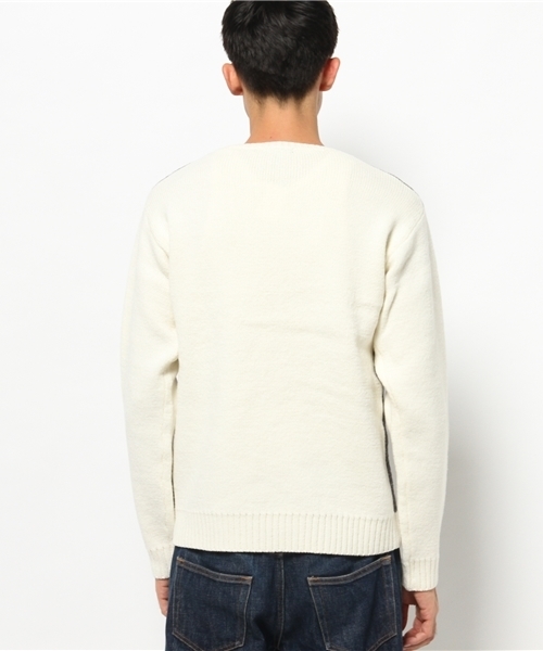 CIAOPANIC TYPY(チャオパニックティピー)の「オブレクトバイカラーニット(ニット/セーター・メンズ・ネイビー/ホワイト/ブラック・MEDIUM/LARGE)」の4枚目の写真