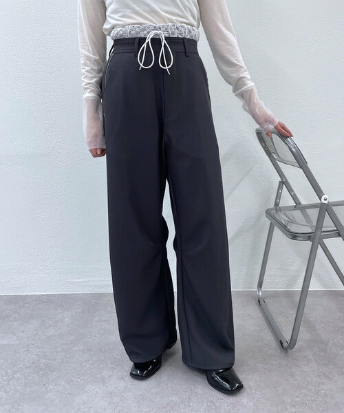 mline（エムライン）の「[mline]レースレイヤードスラックスパンツ（その他パンツ・レディース・チャコールグレー/ベージュ/ブラック・1/2）」の16枚目の写真