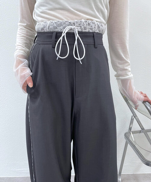 mline（エムライン）の「[mline]レースレイヤードスラックスパンツ（その他パンツ・レディース・チャコールグレー/ベージュ/ブラック・1/2）」の20枚目の写真