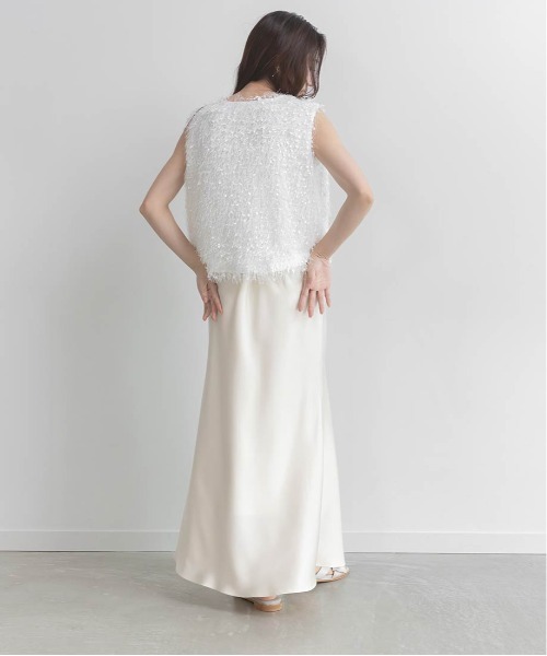 RANDA（ランダ）の「シャギートップス＆サテンナロースカートセット（ワンピース・レディース・グレー/ホワイト/ピンク・0/1）」の14枚目の写真