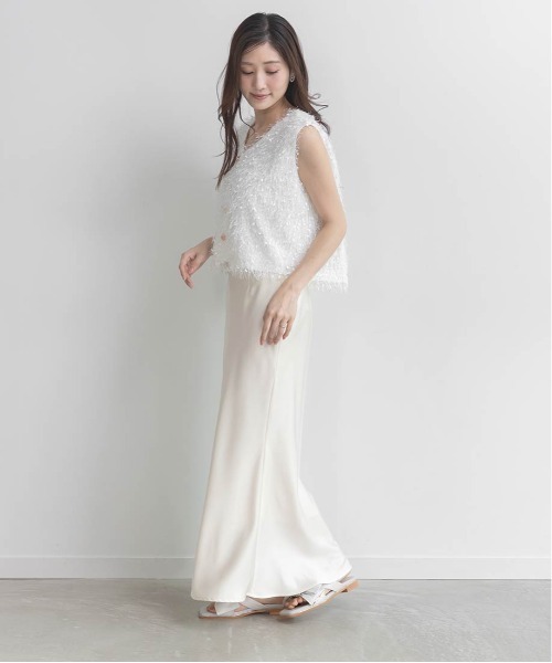 RANDA（ランダ）の「シャギートップス＆サテンナロースカートセット（ワンピース・レディース・グレー/ホワイト/ピンク・0/1）」の15枚目の写真