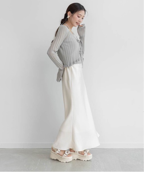 RANDA（ランダ）の「シャギートップス＆サテンナロースカートセット（ワンピース・レディース・グレー/ホワイト/ピンク・0/1）」の17枚目の写真