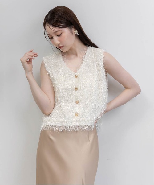 RANDA（ランダ）の「シャギートップス＆サテンナロースカートセット（ワンピース・レディース・グレー/ホワイト/ピンク・0/1）」の19枚目の写真