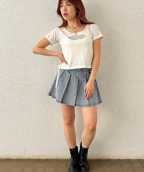 GORGE（ゴージ）の「《ベルト×プリーツ》レディース デニム ミニスカート 美脚 脚長効果 春夏秋（デニムスカート・レディース・グレー/サックスブルー・S/M）」の8枚目の写真