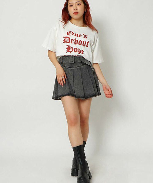 GORGE（ゴージ）の「《ベルト×プリーツ》レディース デニム ミニスカート 美脚 脚長効果 春夏秋（デニムスカート・レディース・グレー/サックスブルー・S/M）」の9枚目の写真