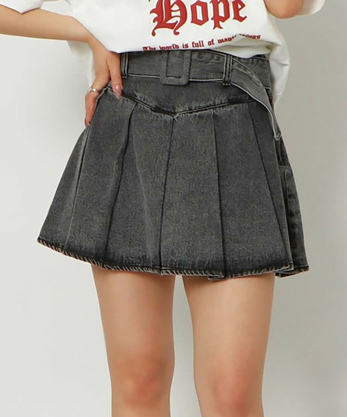 GORGE（ゴージ）の「《ベルト×プリーツ》レディース デニム ミニスカート 美脚 脚長効果 春夏秋（デニムスカート・レディース・グレー/サックスブルー・S/M）」の11枚目の写真