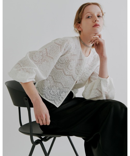 kiehtova】LACE VOLUMESLEEVE BLOUSE/レース ボリュームスリーブ