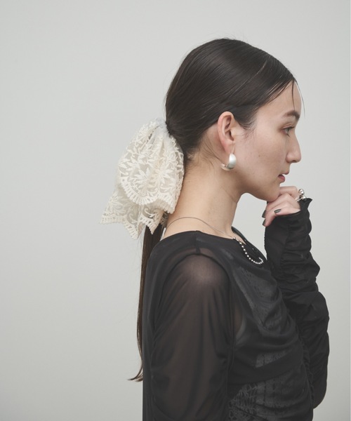 GLOSSY SMOOTH ZIP SCRUNCHIE リミフゥ シュシュ Tulle double frill scrunchie / チュールダブルフリルシュシュ