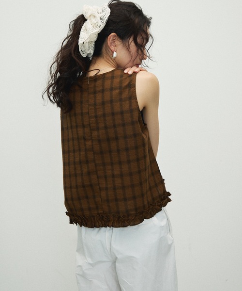 Lutim by u（ルチバイユー）の「Tulle double frill scrunchie / チュールダブルフリルシュシュ（シュシュ・レディース・ホワイト/ブラック・FREE）」の7枚目の写真