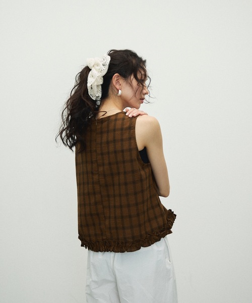 Lutim by u（ルチバイユー）の「Tulle double frill scrunchie / チュールダブルフリルシュシュ（シュシュ・レディース・ホワイト/ブラック・FREE）」の10枚目の写真