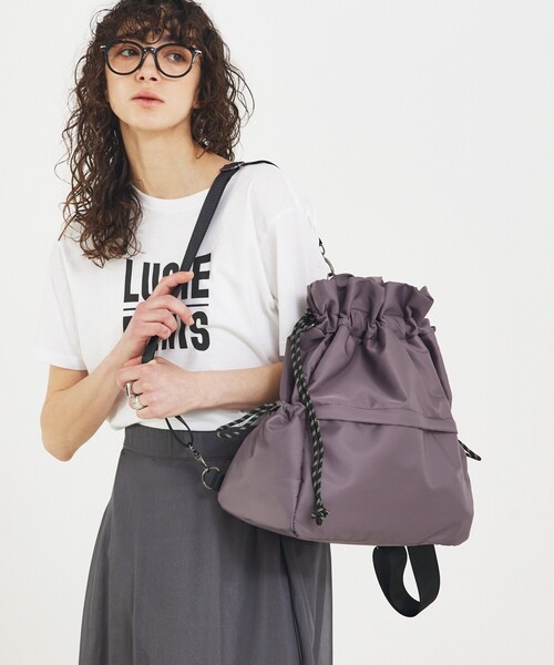 soeur（スール）の「【再入荷/新色追加】SOUER/3WAYリュックトート/A4サイズ対応/ナップサック/トートバッグ（バックパック/リュック・レディース・グレー/ブラック/ベージュ・フリー）」の2枚目の写真