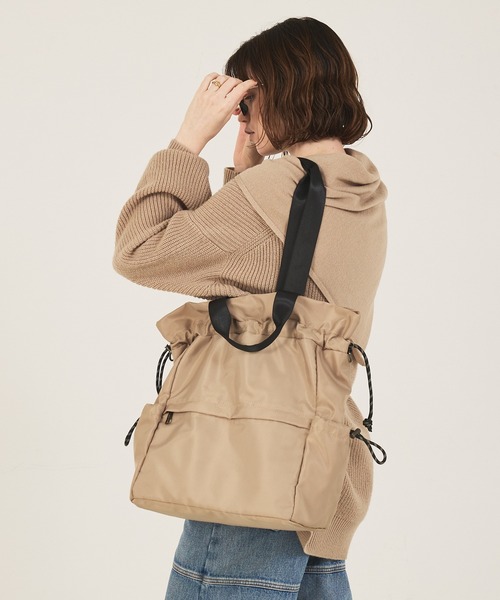 soeur（スール）の「【再入荷/新色追加】SOUER/3WAYリュックトート/A4サイズ対応/ナップサック/トートバッグ（バックパック/リュック・レディース・グレー/ブラック/ベージュ・フリー）」の10枚目の写真