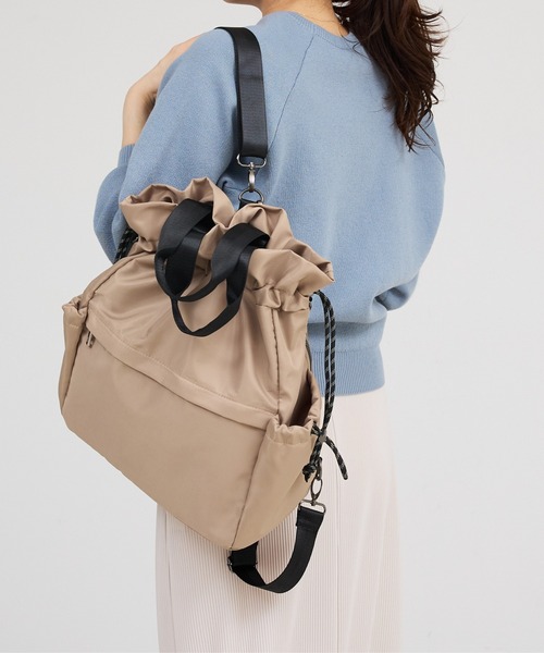 soeur（スール）の「【再入荷/新色追加】SOUER/3WAYリュックトート/A4サイズ対応/ナップサック/トートバッグ（バックパック/リュック・レディース・グレー/ブラック/ベージュ・フリー）」の21枚目の写真