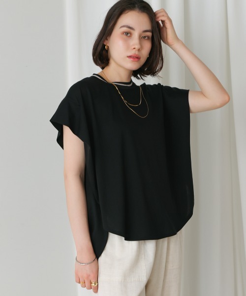 Bou Jeloud(ブージュルード)の「衿ラインプルオーバー(Tシャツ/カットソー・レディース・キャメル/オフホワイト/ブルー/ブラック・FREE)」の17枚目の写真