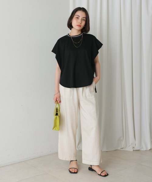 Bou Jeloud(ブージュルード)の「衿ラインプルオーバー(Tシャツ/カットソー・レディース・キャメル/オフホワイト/ブルー/ブラック・FREE)」の18枚目の写真