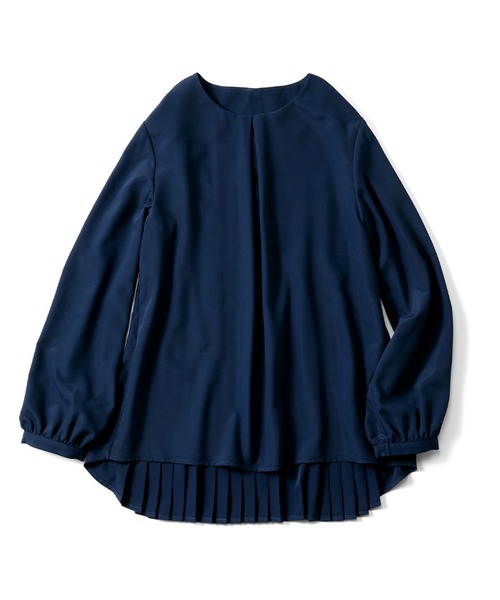 IEDIT(イディット)の「IEDIT 抗菌防臭&UVカットがうれしい バックプリーツが品よく揺れる 後ろ姿が印象的な着映えトップス(シャツ/ブラウス・レディース・ネイビー/ライトグリーン・LL/3L/M/L/4L/S)」の9枚目の写真