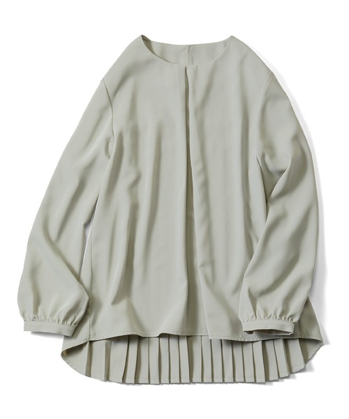 IEDIT(イディット)の「IEDIT 抗菌防臭&UVカットがうれしい バックプリーツが品よく揺れる 後ろ姿が印象的な着映えトップス(シャツ/ブラウス・レディース・ネイビー/ライトグリーン・LL/3L/M/L/4L/S)」の8枚目の写真