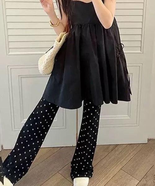 ampm（エーエムピーエム）の「ドットサマーリラックスパンツ（スウェットパンツ・レディース・ブラック・S/M/L）」の15枚目の写真