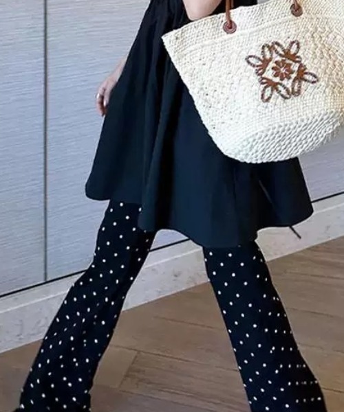 ampm（エーエムピーエム）の「ドットサマーリラックスパンツ（スウェットパンツ・レディース・ブラック・S/M/L）」の18枚目の写真