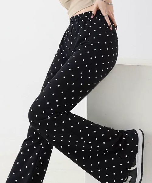 ampm（エーエムピーエム）の「ドットサマーリラックスパンツ（スウェットパンツ・レディース・ブラック・S/M/L）」の2枚目の写真